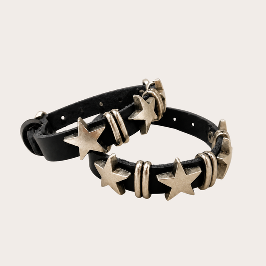 Punk Leather Star Bracelet