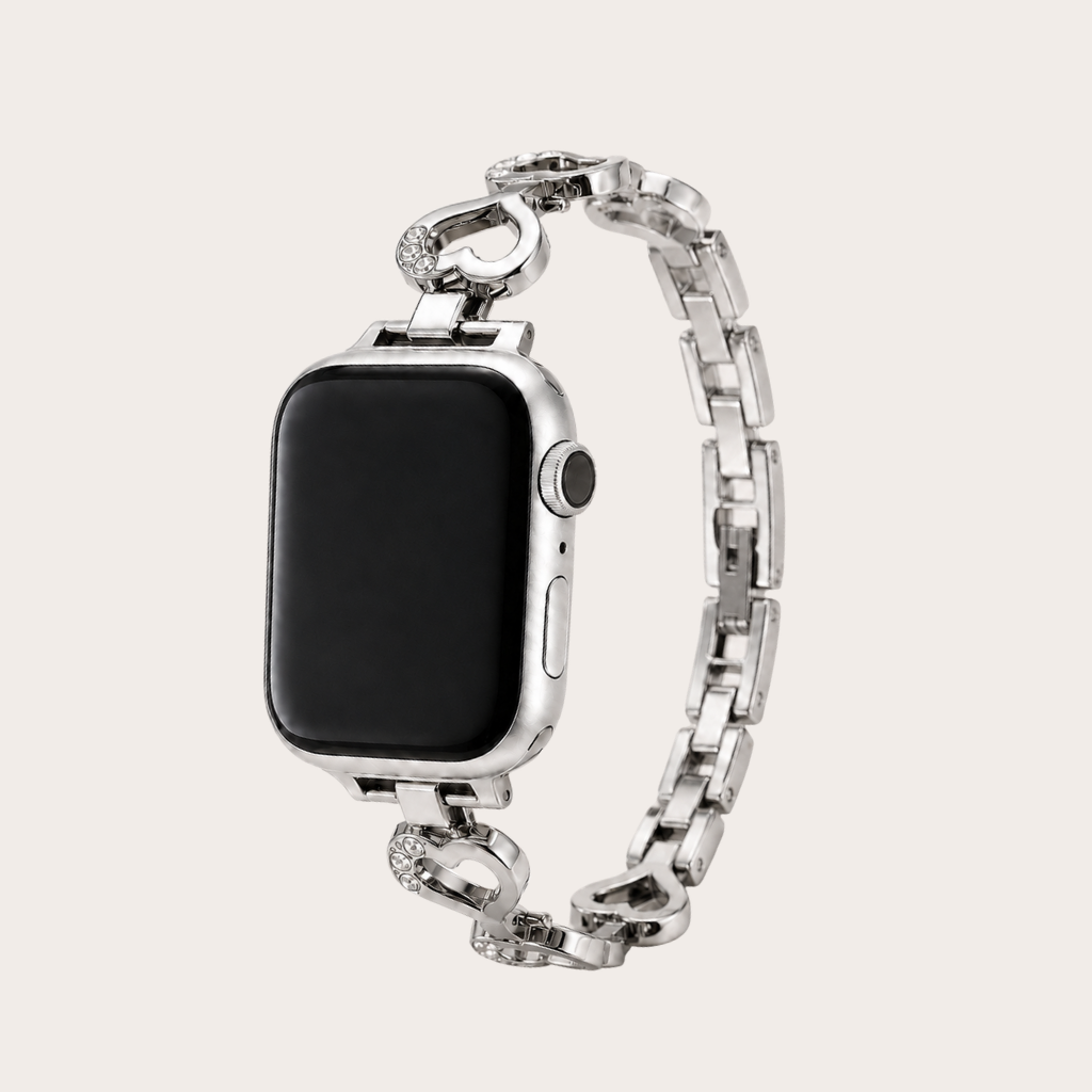 Silver Heart Link Apple Watch Band