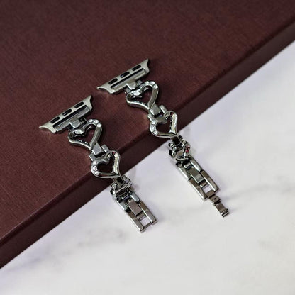 Silver Heart Link Apple Watch Band