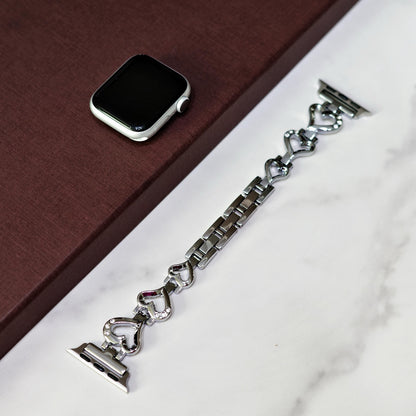 Silver Heart Link Apple Watch Band