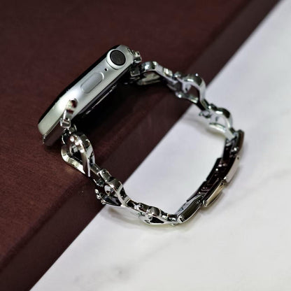 Silver Heart Link Apple Watch Band