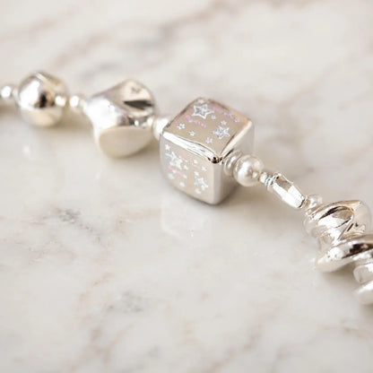 Silver Pearl Star Phone Charm