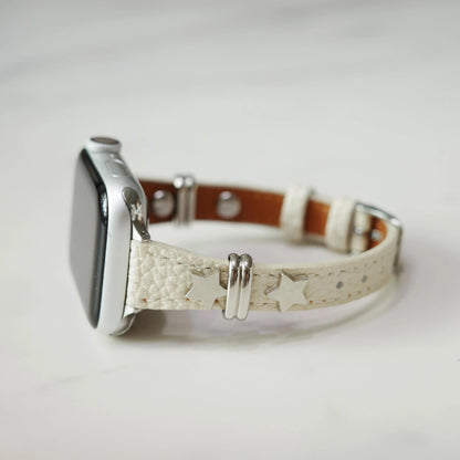 White Punk Leather Apple Watch Band