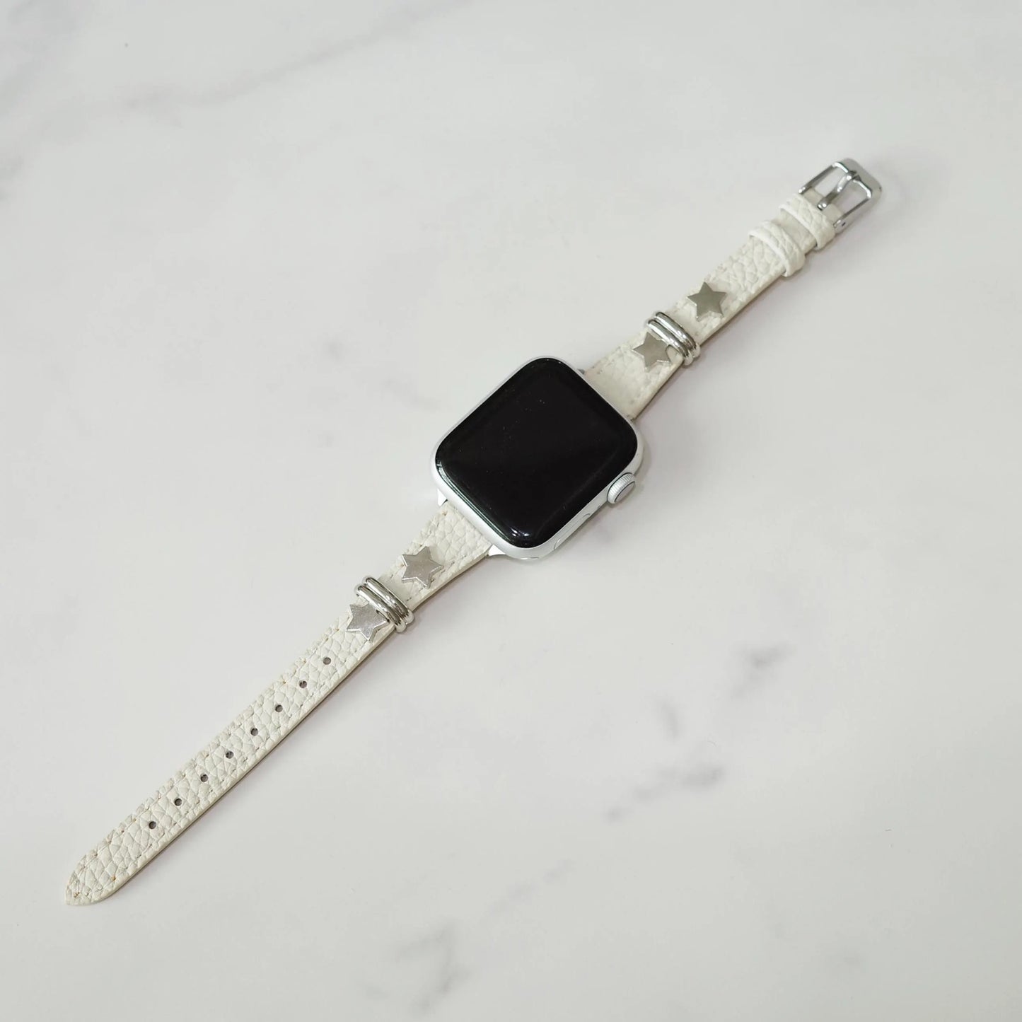White Punk Leather Apple Watch Band