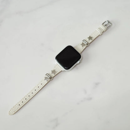 White Punk Leather Apple Watch Band