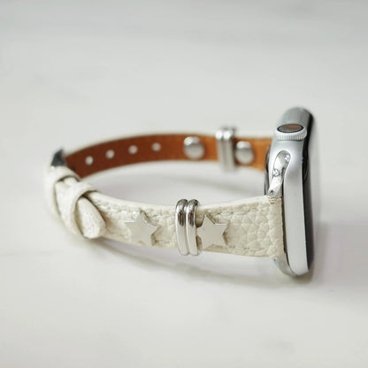 White Punk Leather Apple Watch Band