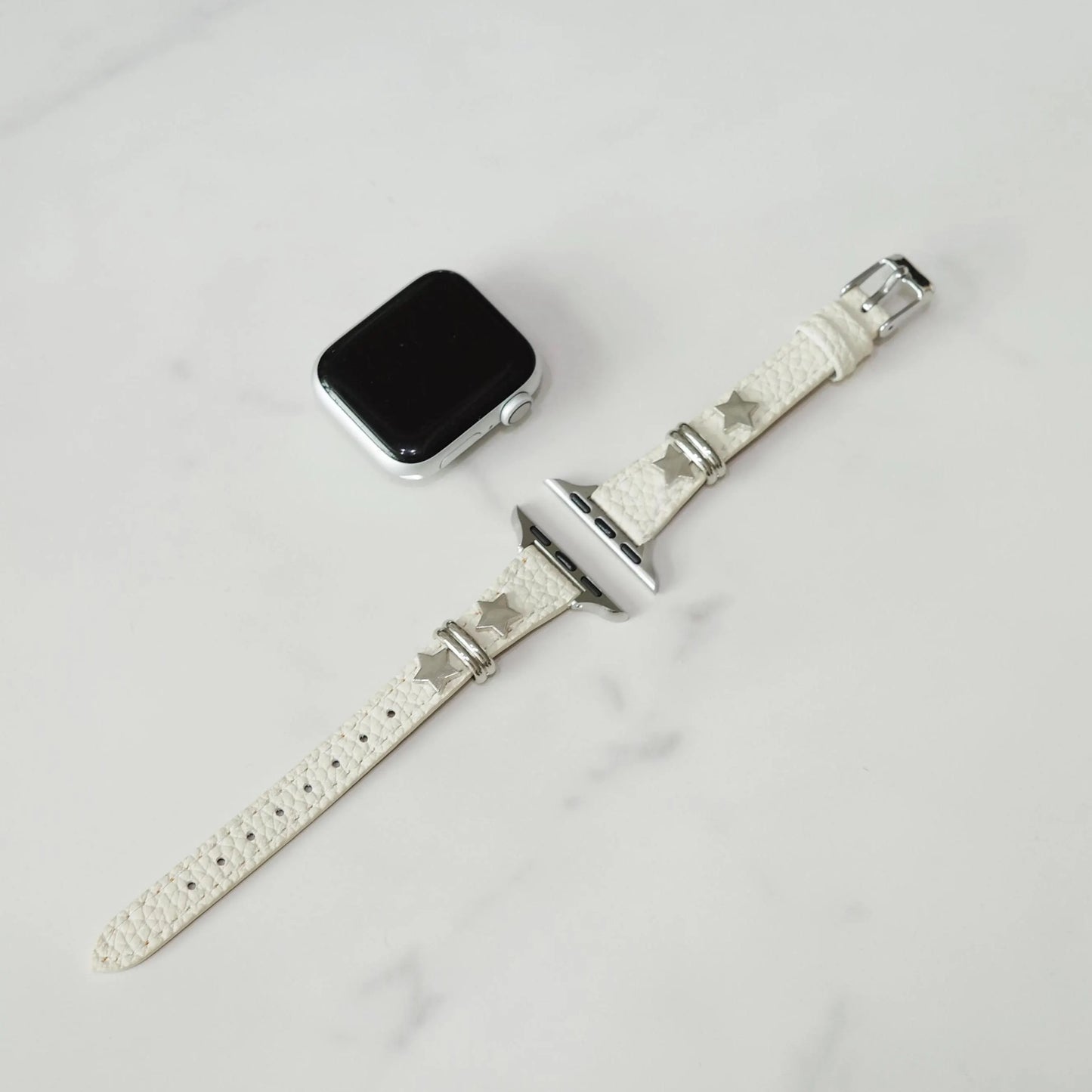 White Punk Leather Apple Watch Band
