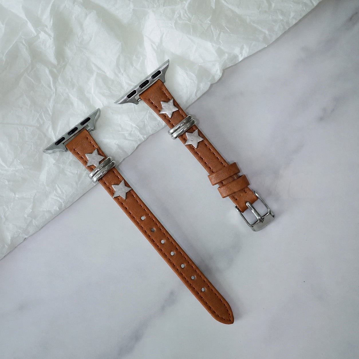 Brown Leather Studded Apple Watch Band