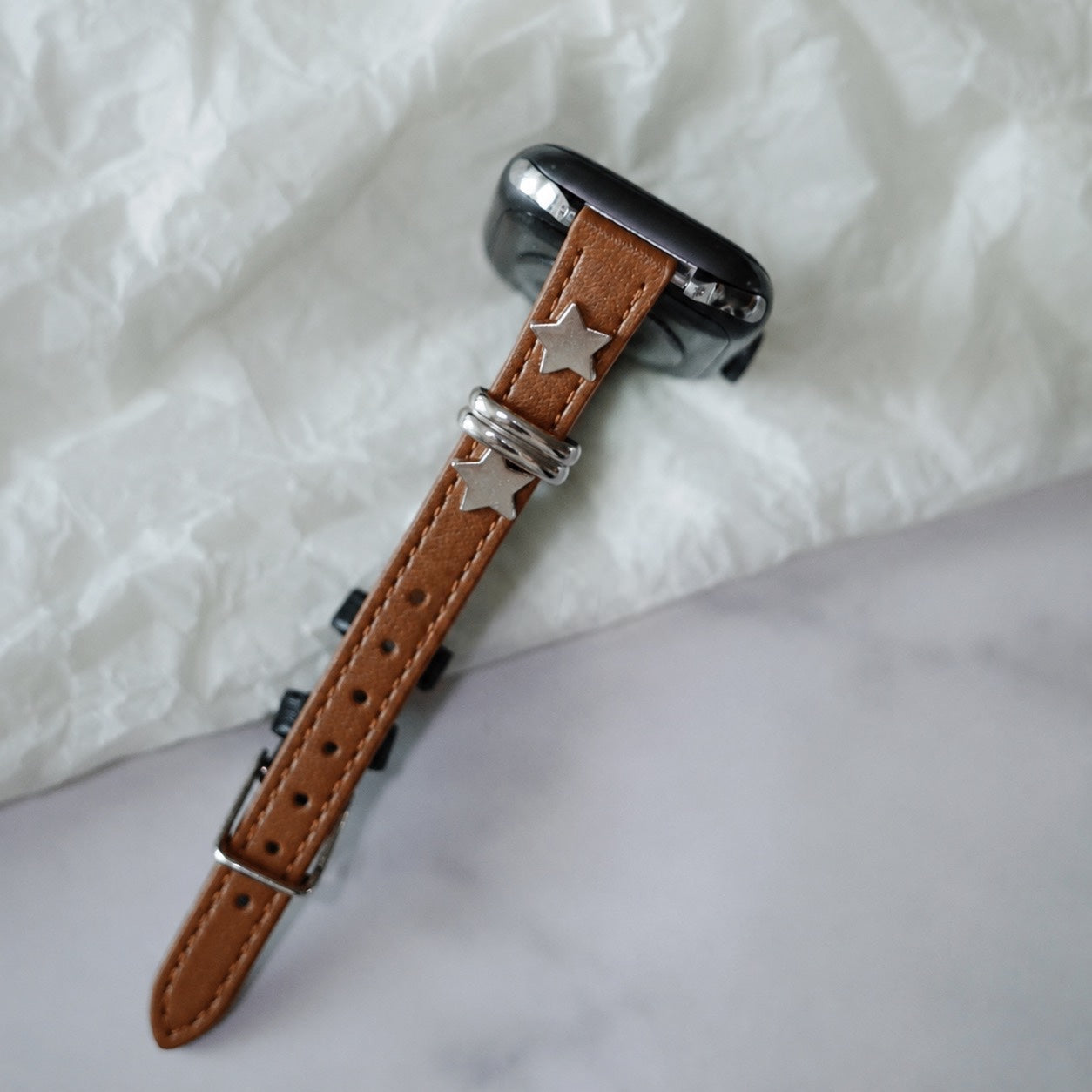 Brown Leather Studded Apple Watch Band