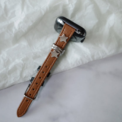 Brown Leather Studded Apple Watch Band