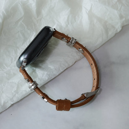 Brown Leather Studded Apple Watch Band