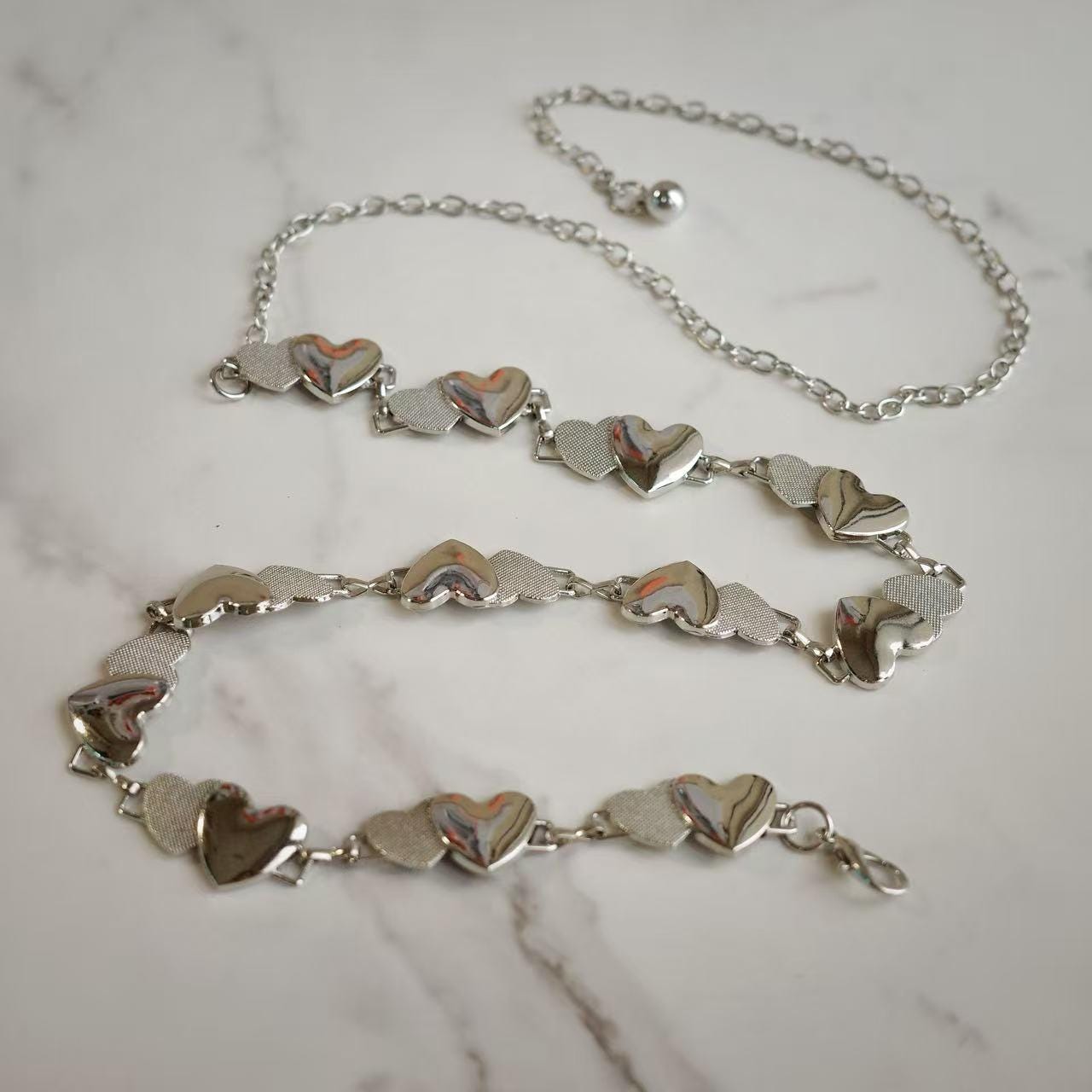 Silver Heart Link Waist Chain