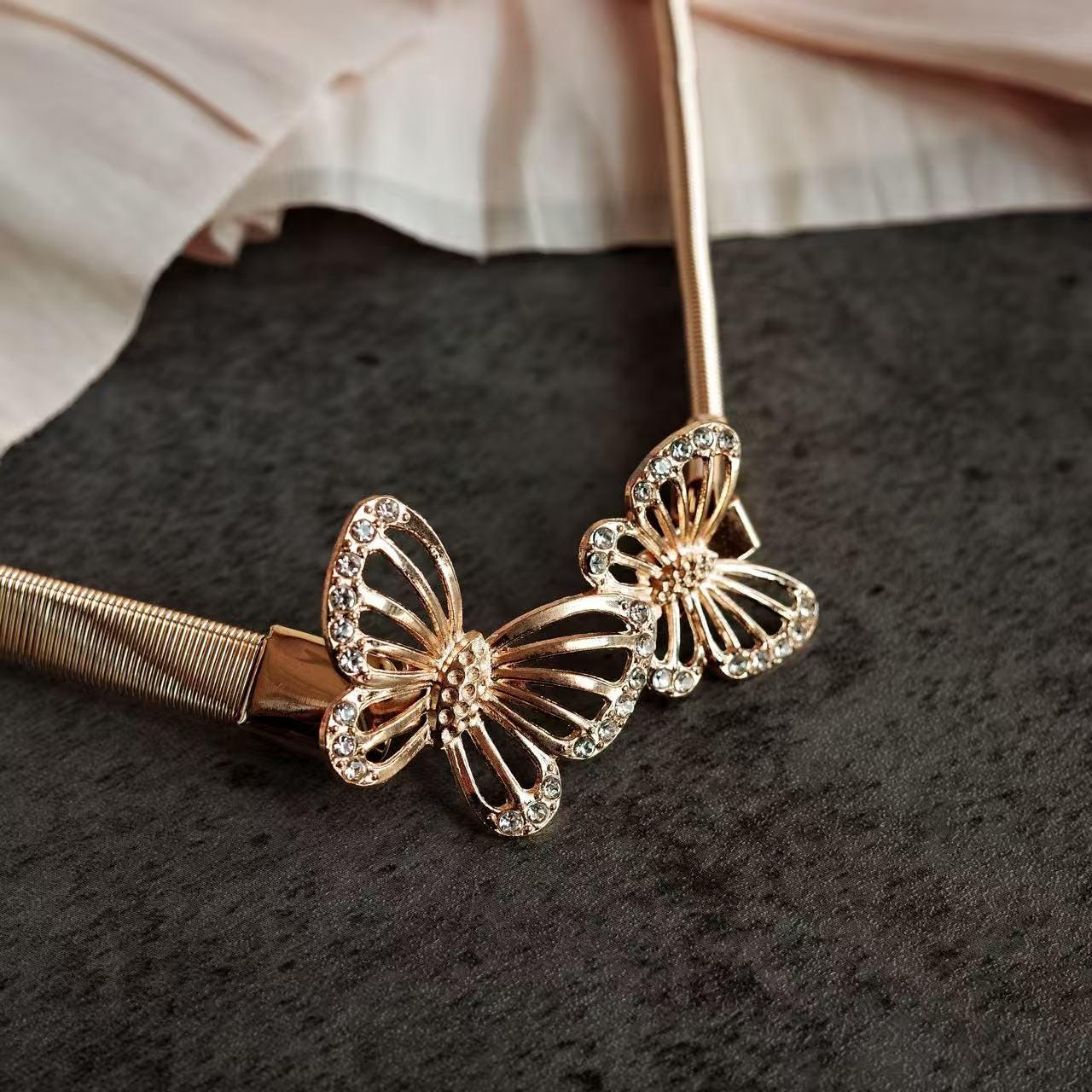 Gold Butterfly Rhinestone Waist Chain