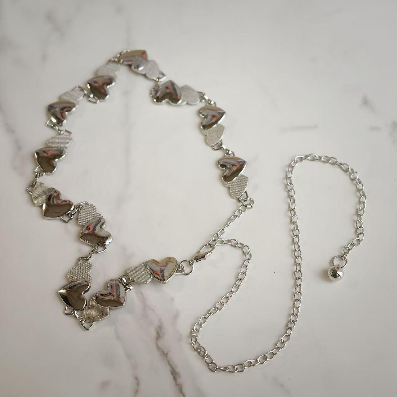 Silver Heart Link Waist Chain