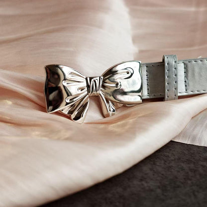 Silver Bow Leather Belt