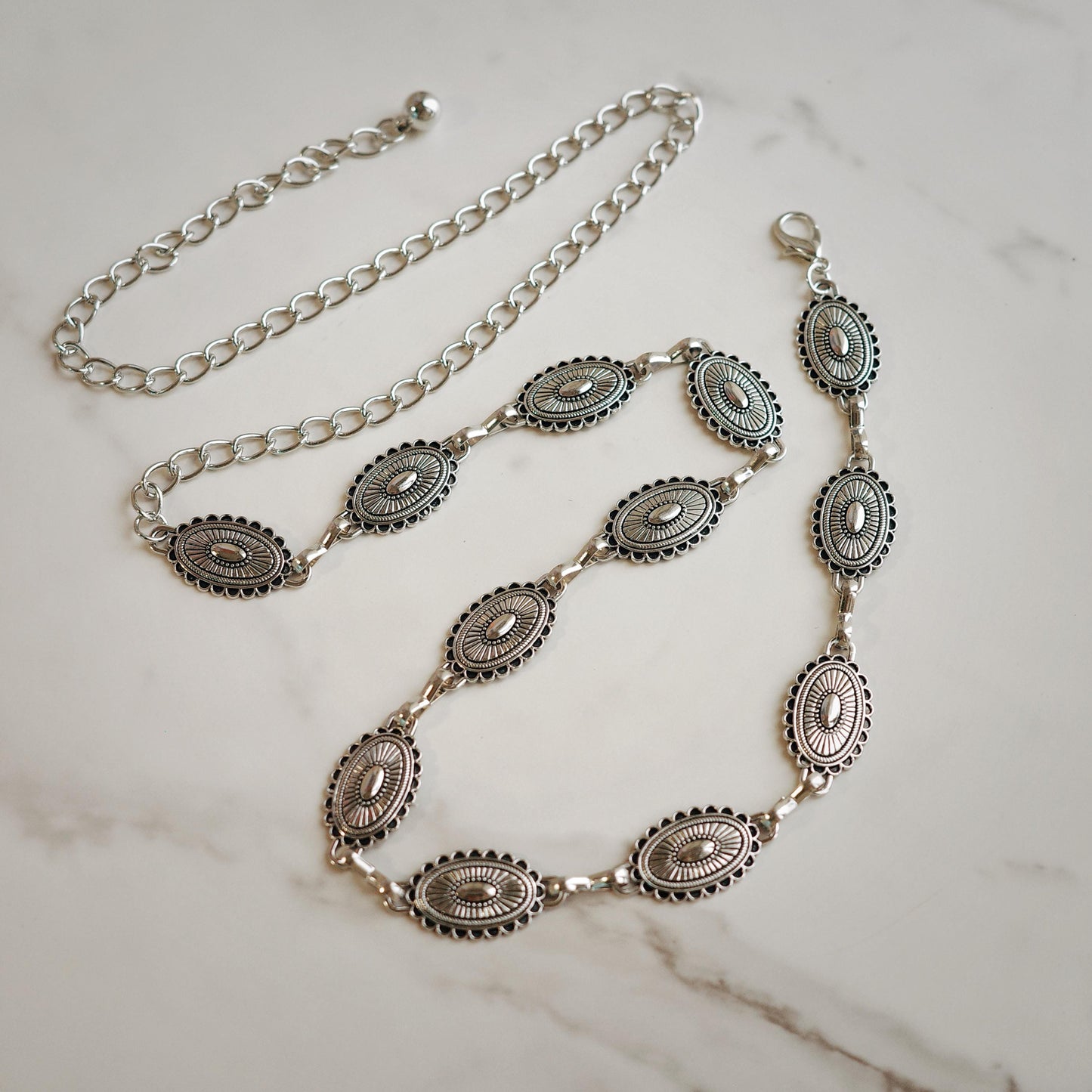 Silver Concho Waist Chain Belt
