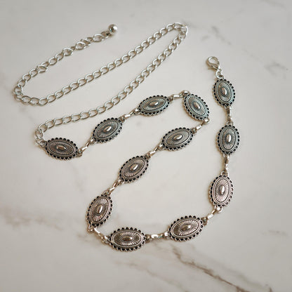 Silver Concho Waist Chain Belt