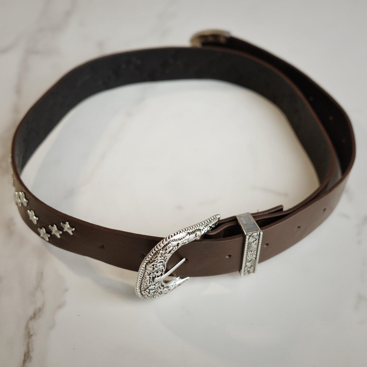 Brown Star Studded Western Belt