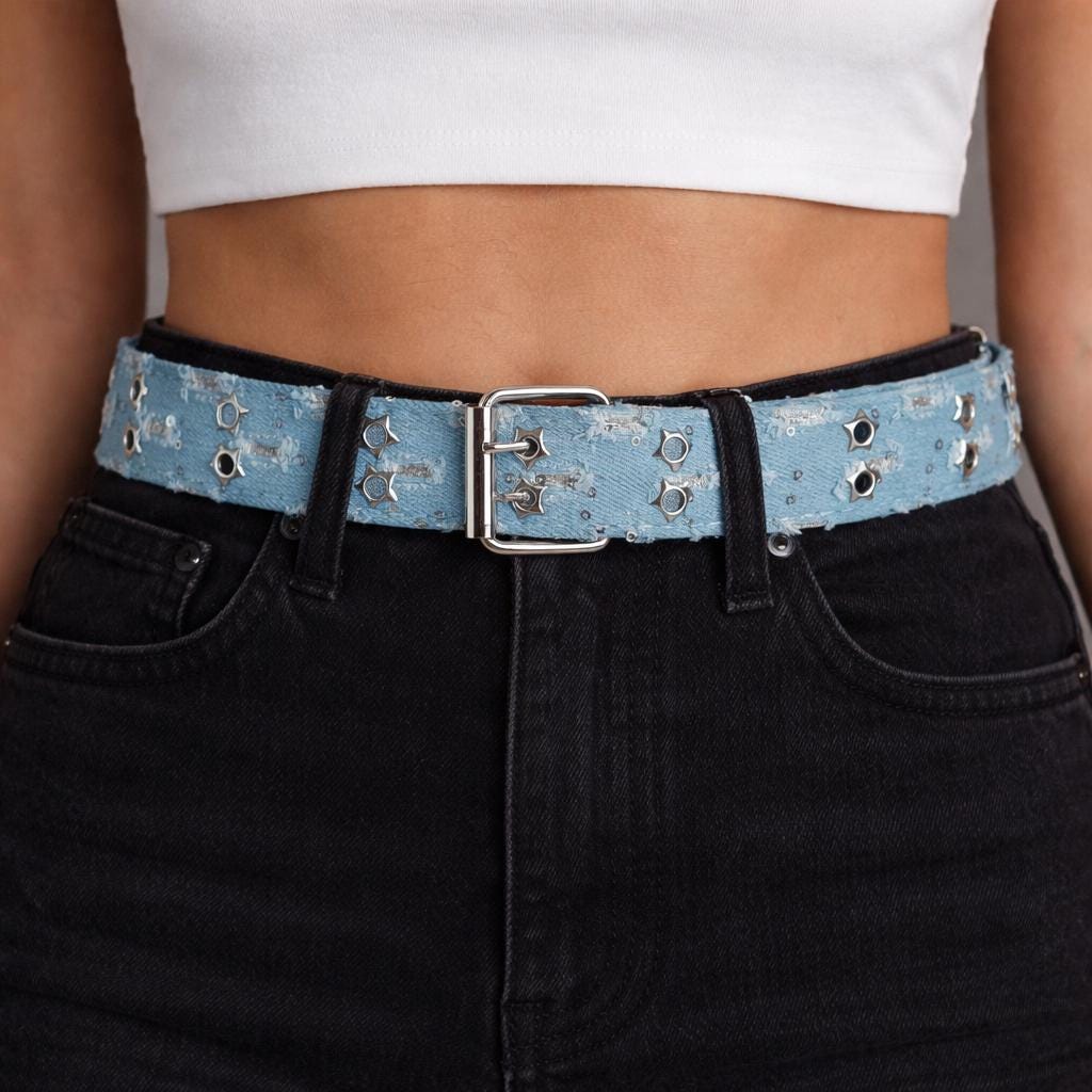 Y2K Star Studded Denim Belt
