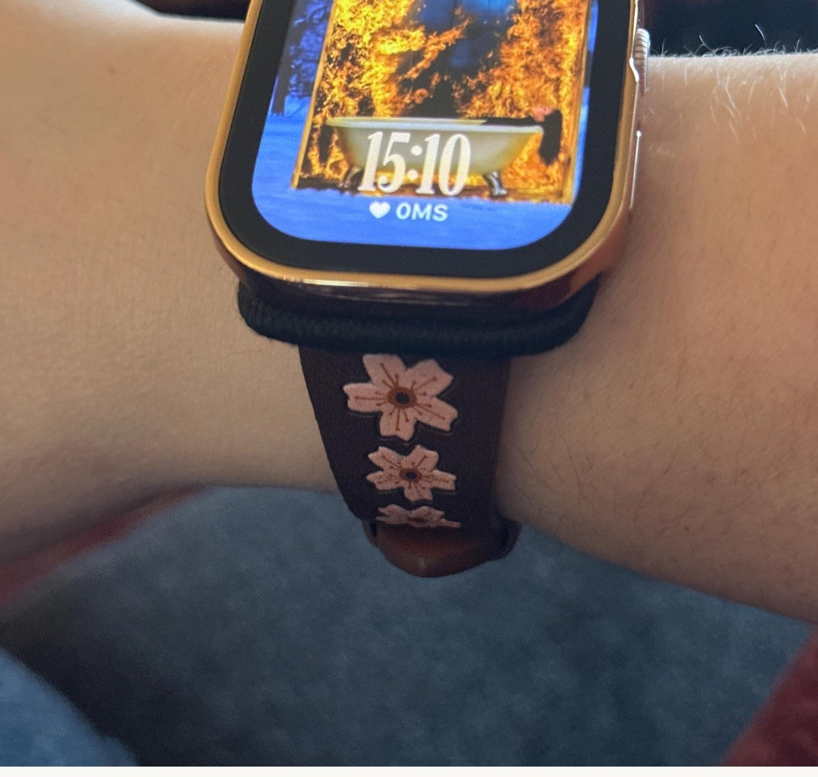 Cherry Blossom Leather Apple Watch Band