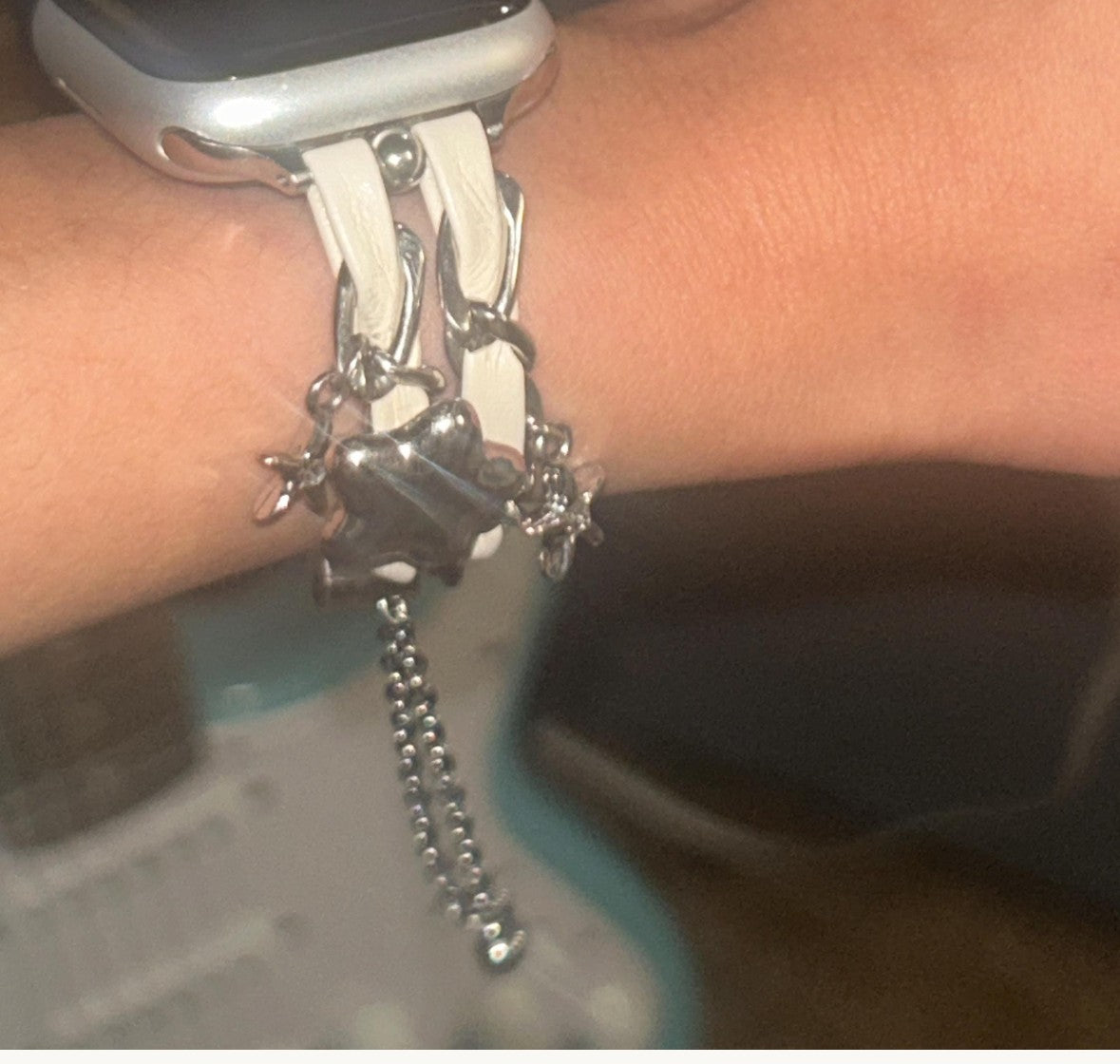 White Leather Chain Apple Watch Band