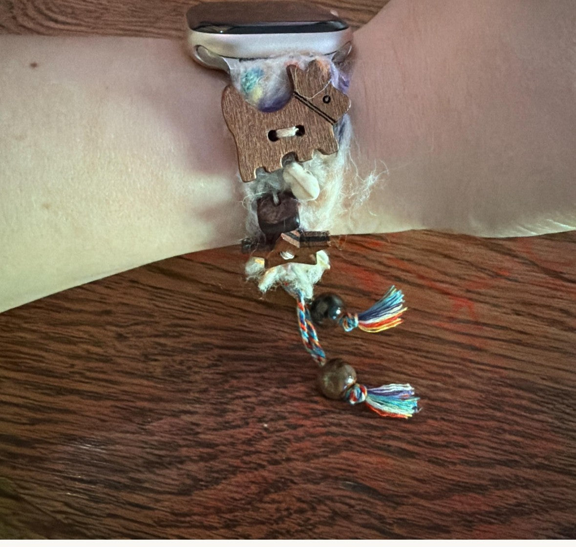 Wooden Apple Watch Band, Dog Charms